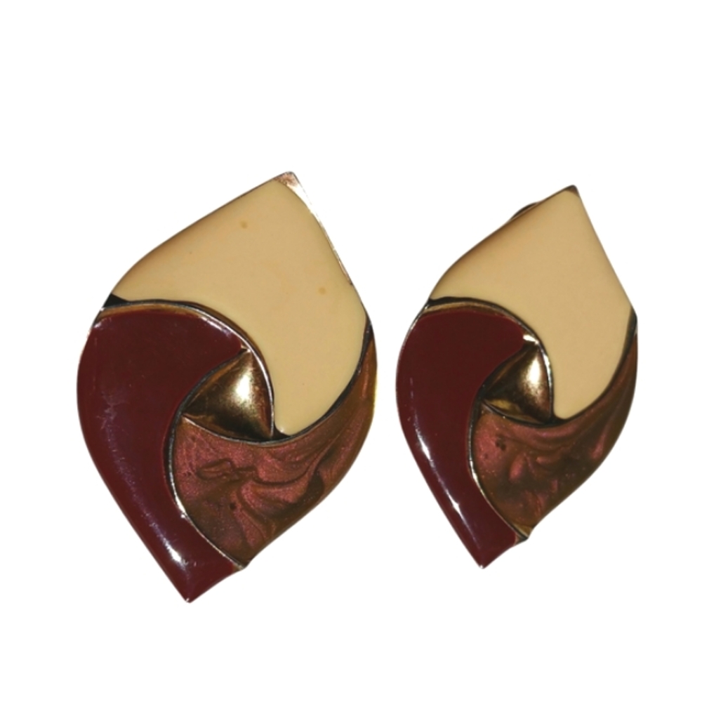 Vintage 80s Big Earrings, Cloisonne Style, Large Boho Posts, Enameled